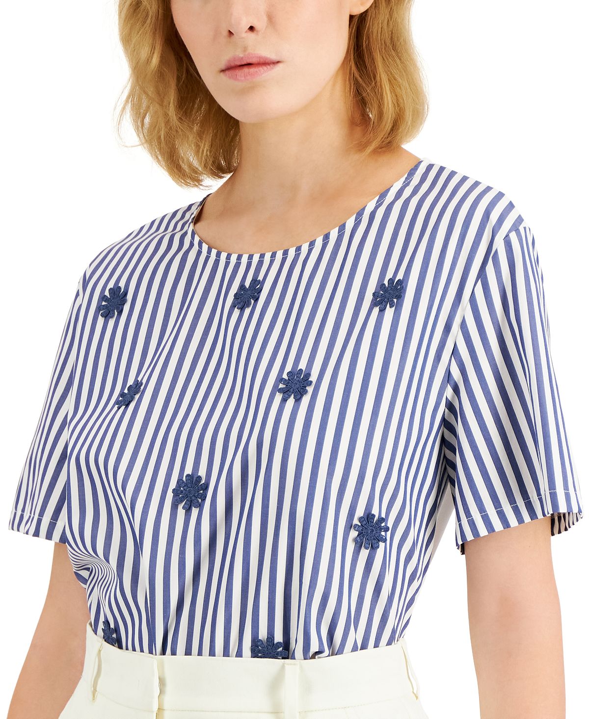 Weekend Max Mara Women's Zufolo Striped Top Blue Size Small