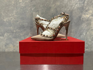 Valentino Garavani Women's Rockstud T-Strap Pointed Toe Pump Pink Size 5