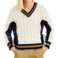 Weekend Max Mara Women's Dalida Cable Knit Faux Leather Sweater Brown Size X-Large