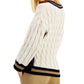 Weekend Max Mara Women's Dalida Cable Knit Faux Leather Sweater Brown Size X-Large