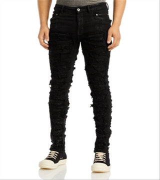 Drkshdw Rick Owens Men's Tyrone Shredded Skinny Fit Jeans Black Size 34