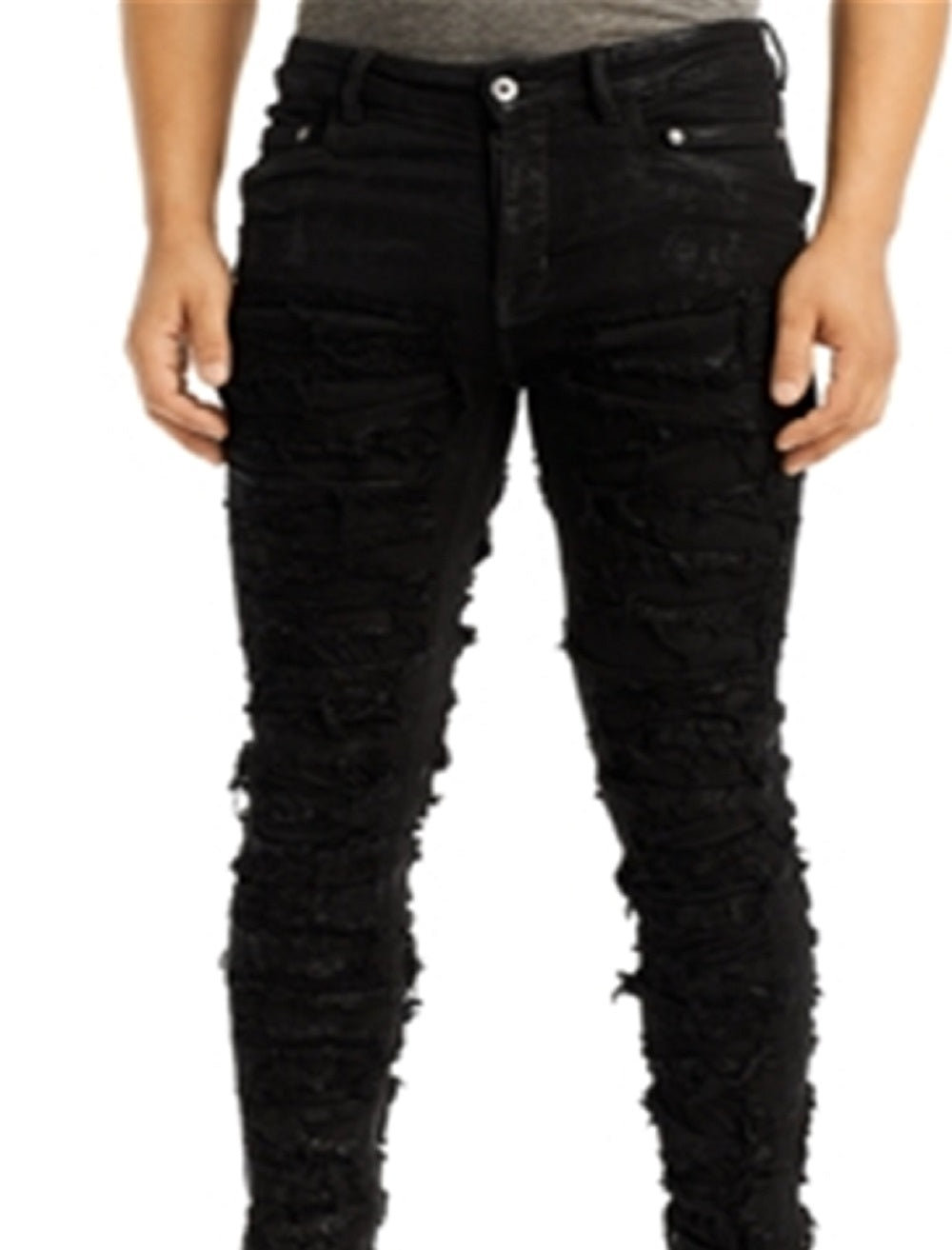 Drkshdw Rick Owens Men's Tyrone Shredded Skinny Fit Jeans Black Size 34
