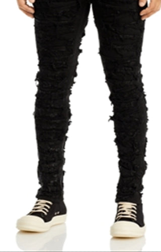 Drkshdw Rick Owens Men's Tyrone Shredded Skinny Fit Jeans Black Size 34