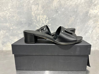 Dolce & Gabbana Women's Block Heel Slide Sandals Black Size 8.5