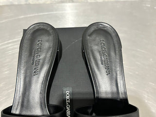 Dolce & Gabbana Women's Block Heel Slide Sandals Black Size 8.5