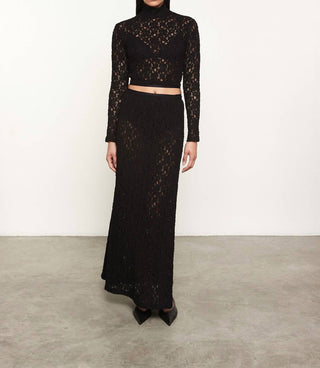 Enza Costa - PUCKERED LACE LONG SLEEVES CROPPED MOCKNECK