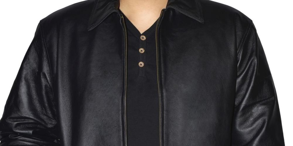 Nike Men's Retro Leather Jacket Black Size Medium