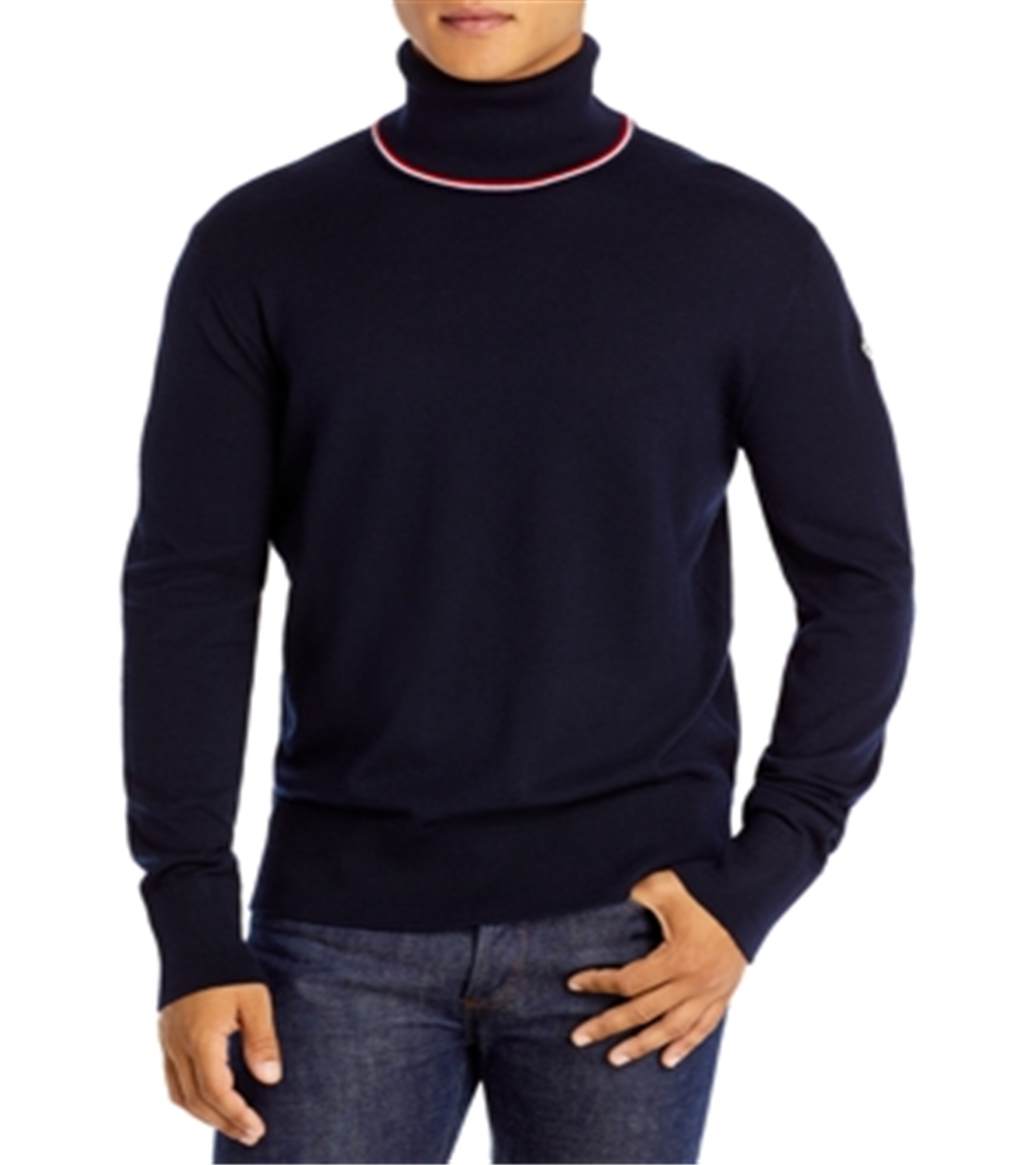 Moncler Men's Turtleneck Sweater Blue Size Medium