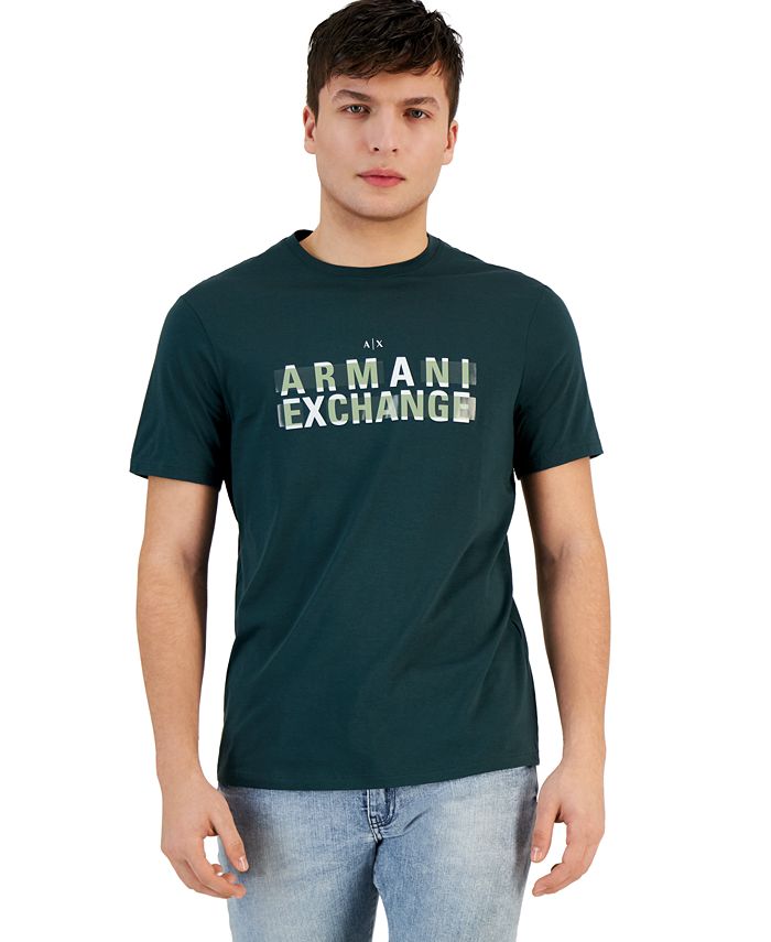 A|X Armani Exchange Men's Bar Logo Crewneck Short Sleeve T-Shirt Green Size Medium