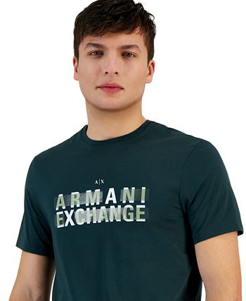 A|X Armani Exchange Men's Bar Logo Crewneck Short Sleeve T-Shirt Green Size Medium