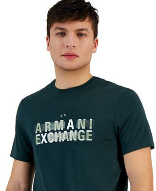 A|X Armani Exchange Men's Bar Logo Crewneck Short Sleeve T-Shirt Green Size Medium