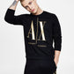 AX Armani Exchange Men's Metallic Logo Crewneck Sweatshirt Black Size XX-Large