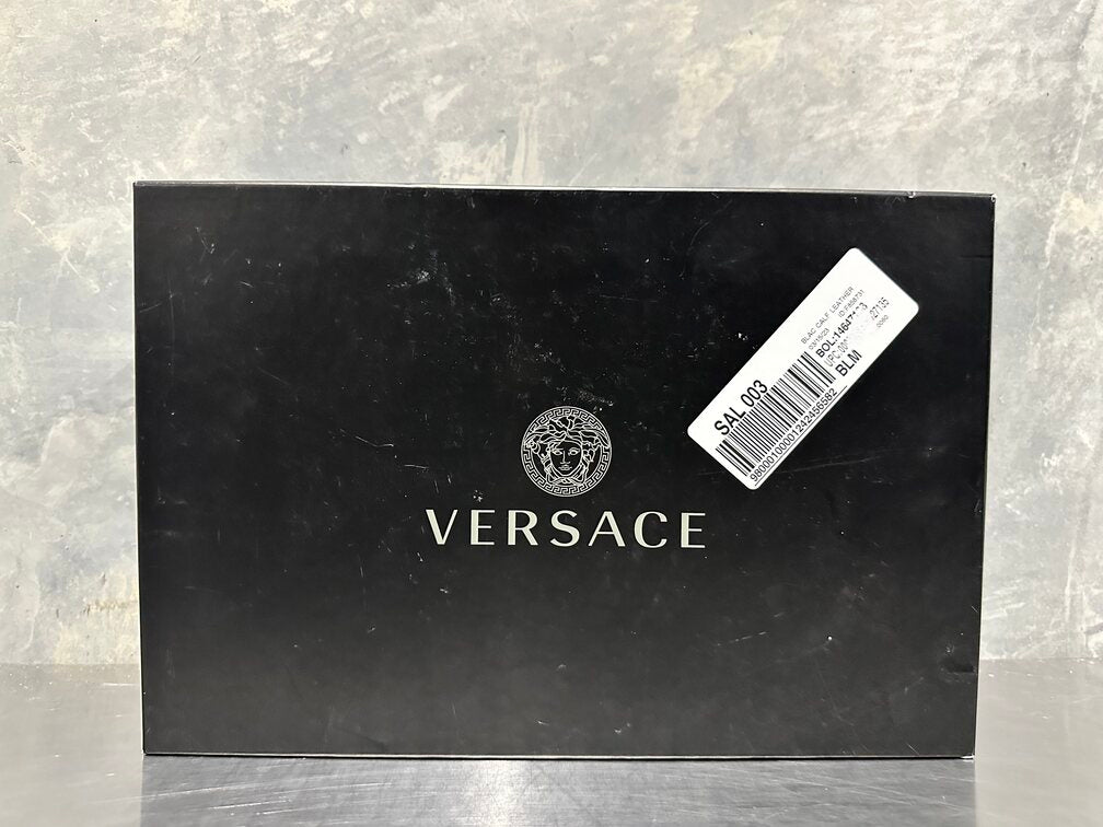 Versace Men's Jeans Couture Vitello + Scritta Sneakers Black Size 12
