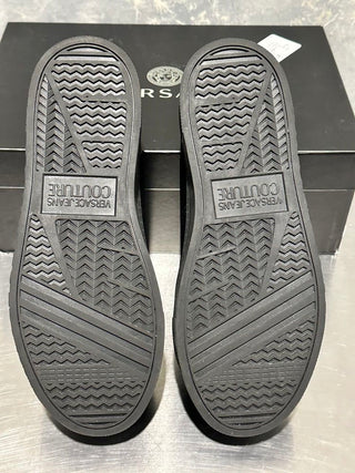 Versace Men's Jeans Couture Vitello + Scritta Sneakers Black Size 12