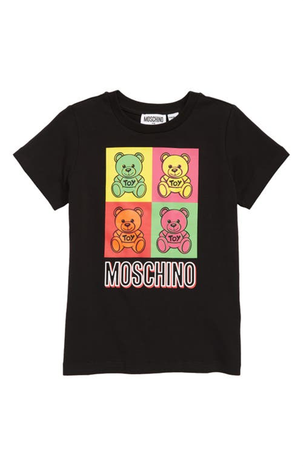 Kids' Moschino Multicolor Bear Graphic Tee in Black, Size 12Y