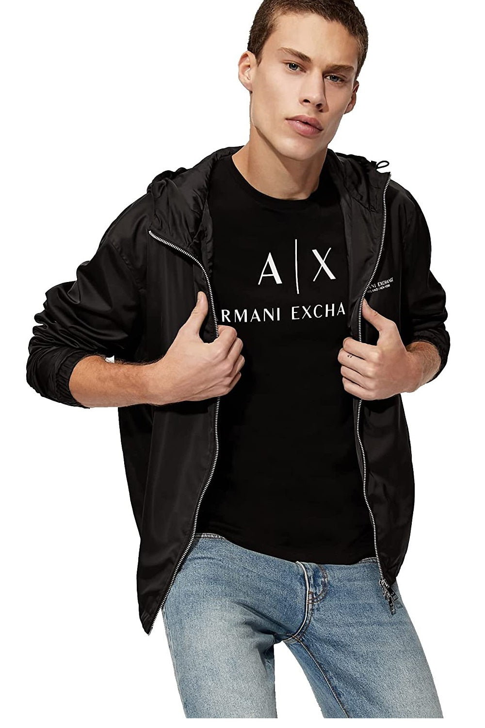 A|X Armani Exchange Men's Graphic Print Logo T-Shirt Black Size X-Large