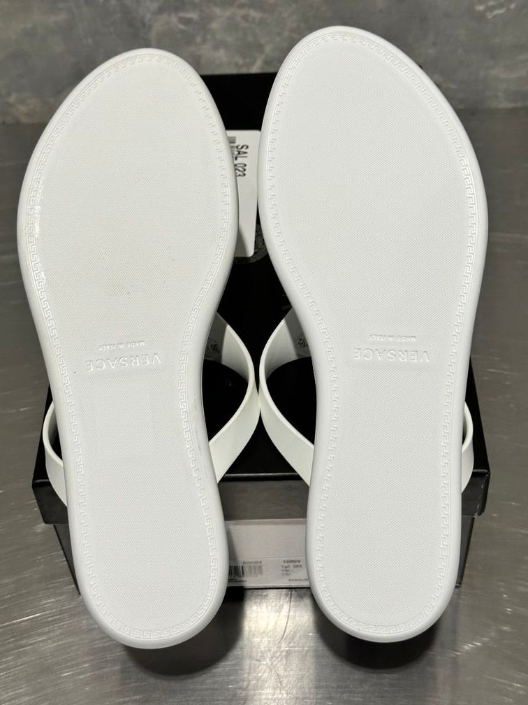 Versace Women's Medusa Head Motif Flip-Flops White Size 8.5