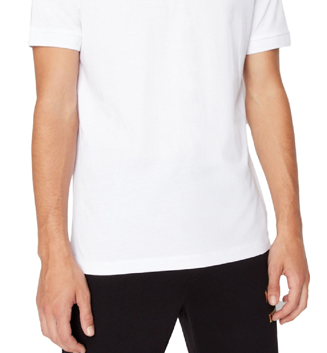 A|X Armani Exchange Men's Metallic Logo Badge Polo Shirt White Size Medium