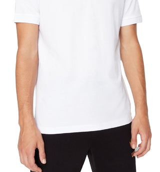 A|X Armani Exchange Men's Metallic Logo Badge Polo Shirt White Size Medium