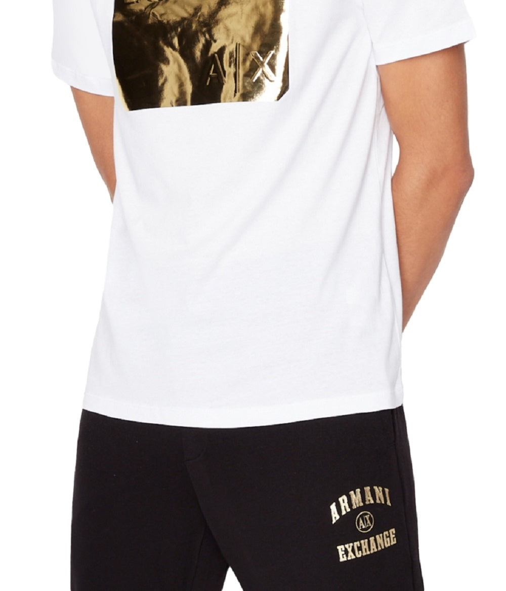 A|X Armani Exchange Men's Metallic Embossed Logo Graphic T-Shirt White Size Medium