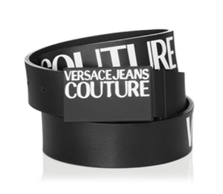 Versace Jeans Couture Women's Logo Buckle Leather Belt Black Size M