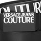 Versace Jeans Couture Women's Logo Buckle Leather Belt Black Size M