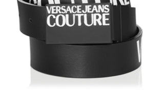 Versace Jeans Couture Women's Logo Buckle Leather Belt Black Size M