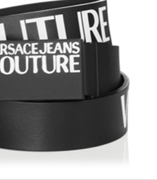 Versace Jeans Couture Women's Logo Buckle Leather Belt Black Size Regular