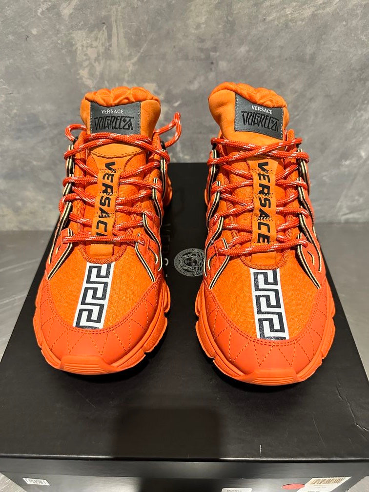 Versace Men's Trigreca Lace Up Sneakers Orange Size 8