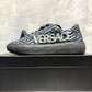 Versace Men's La Greca Lace Up Sneakers Black/Grey Size 14