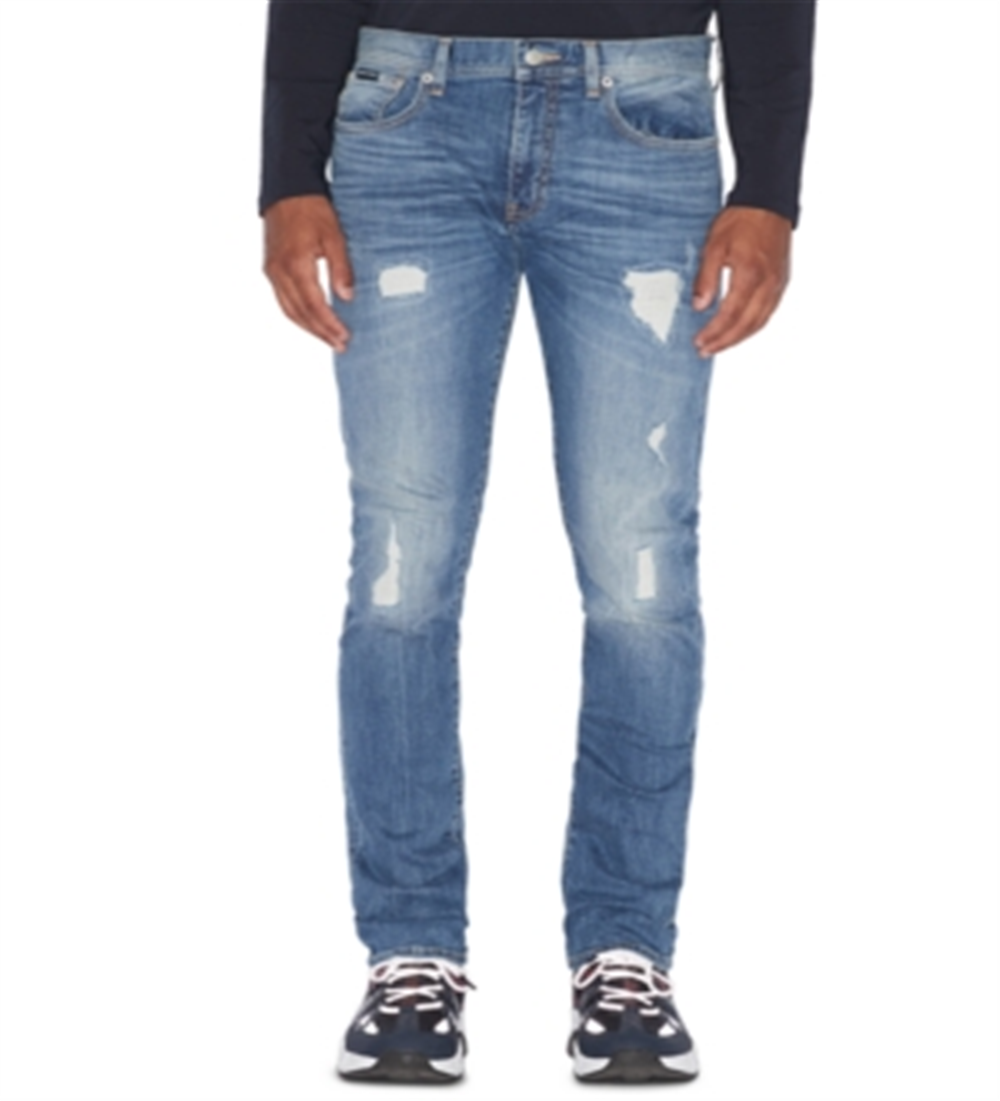 AX Armani Exchange Men's Slim Fit Stretch Destroyed Jeans Blue Size 30X32