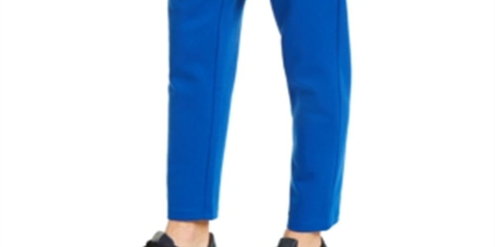 AX Armani Exchange Men's Athletic Straight Fit Pleated Logo Print Sweatpants Blue Size Medium