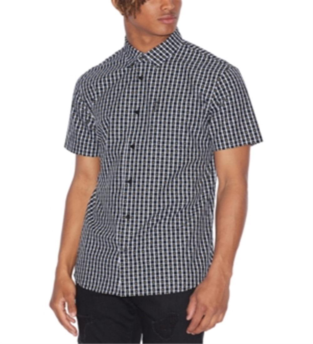 AX Armani Exchange Men's Star Grid Shirt Black Size Small