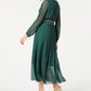 Marella Women's Pleated Belted Maxi Dress Green Size 6