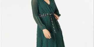 Marella Women's Pleated Belted Maxi Dress Green Size 6