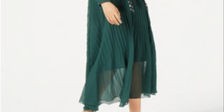 Marella Women's Pleated Belted Maxi Dress Green Size 6