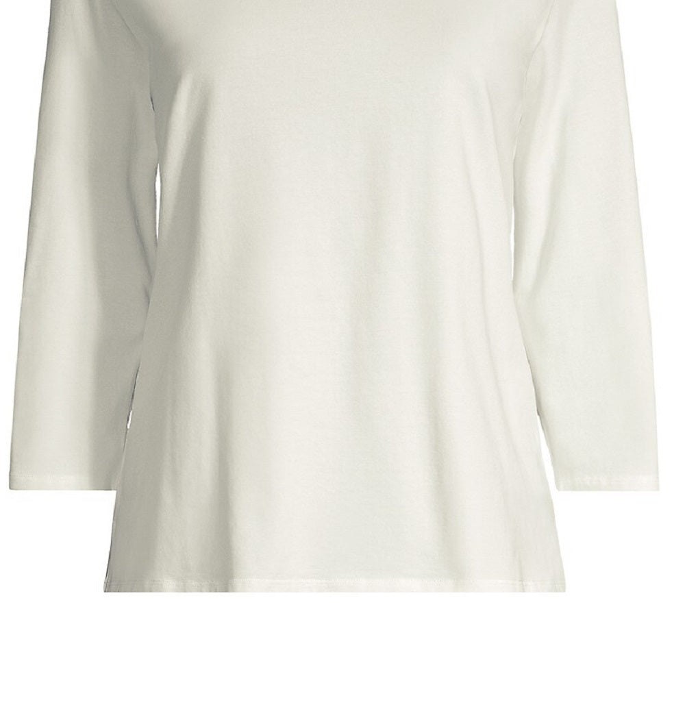 Weekend Max Mara Women's Boat Neck 3/4 Sleeve Top White Size Medium