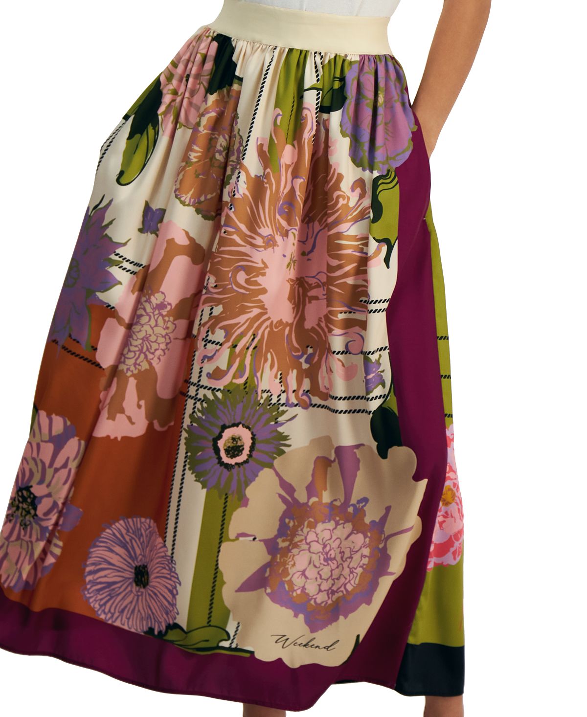 Weekend Max Mara Women's Elastic Waist Maxi Skirt Purple Size 2