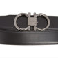 Ferragamo Men's Gancio Reversible Calfskin Leather Belt Black Size 36