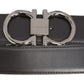 Ferragamo Men's Gancio Reversible Calfskin Leather Belt Black Size 36