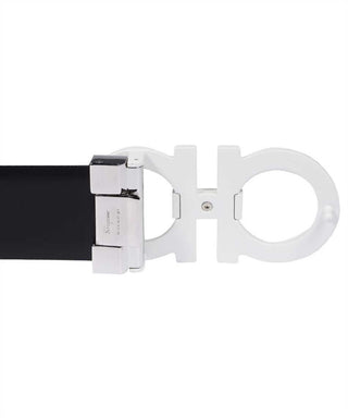 Salvatore Ferragamo Men's Double Gancini Buckle Reversible Leather Belt White Size 38