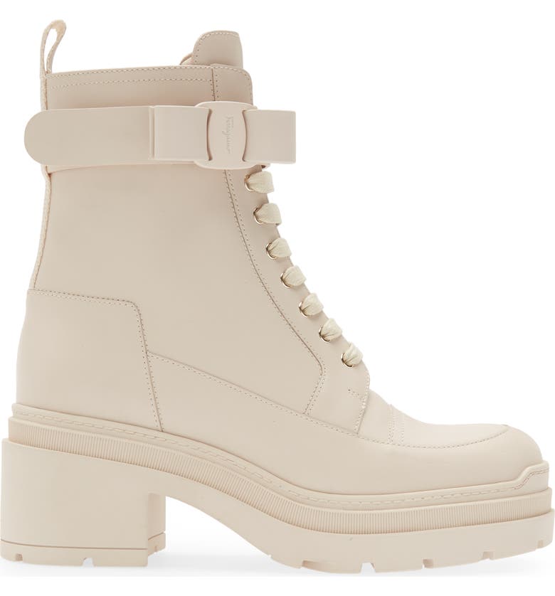 Salvatore Ferragamo Women's Lober Combat Boot Brown Size 8 C