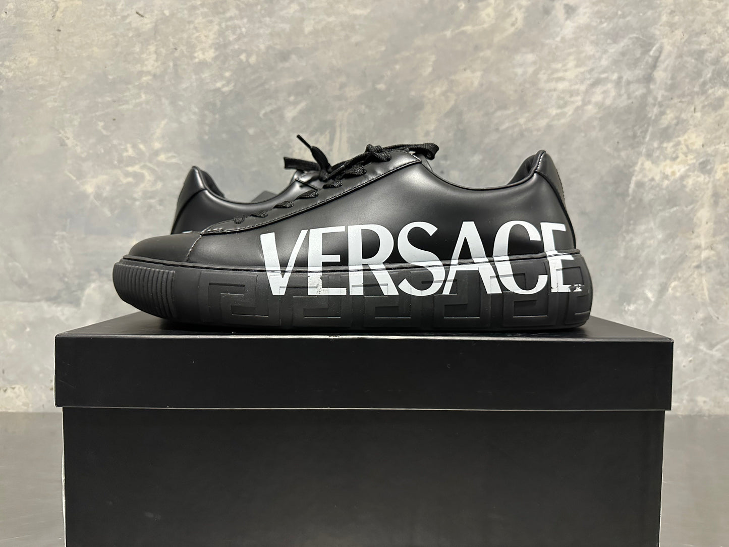 Versace Men's Greca Logo Low Top Sneaker Black Size 11
