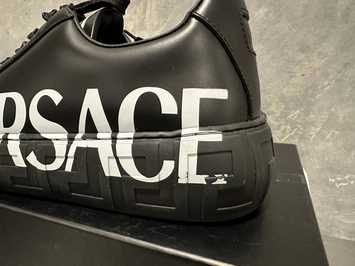 Versace Men's Greca Logo Low Top Sneaker Black Size 11