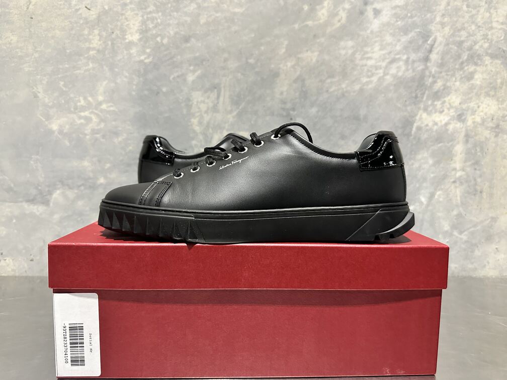 Salvatore Ferragamo Men's Cube Sneaker Black Size 10 M