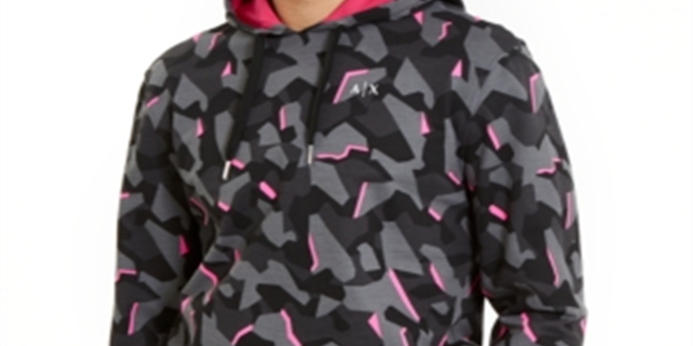 A|X Armani Exchange Men's Hyperbright Fleece Hoodie Black Size Medium