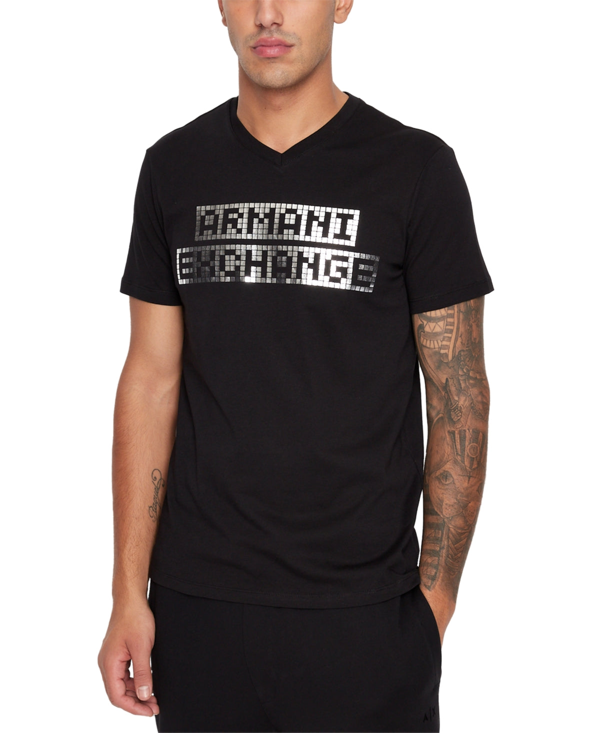 AX Armani Exchange Men's Futuristic Logo Graphic T-Shirt Black Size M