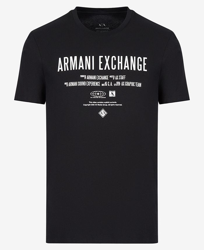 A|X Armani Exchange Men's Movie Style Logo Graphic T-Shirt Black Size Small