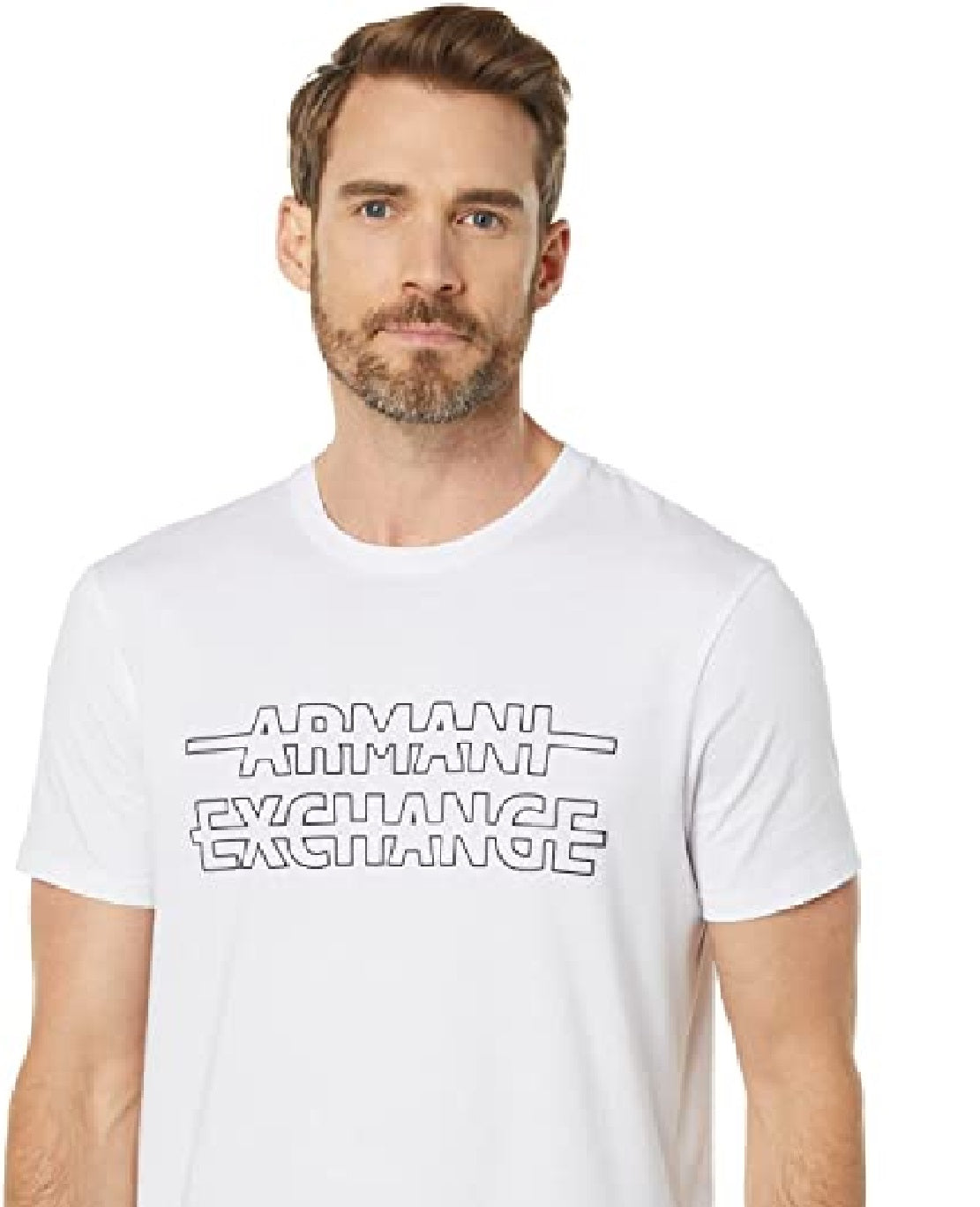 A|X Armani Exchange Men's Graphic Strike Through Logo T-Shirt White Size X-Large
