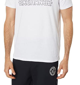 A|X Armani Exchange Men's Graphic Strike Through Logo T-Shirt White Size X-Large